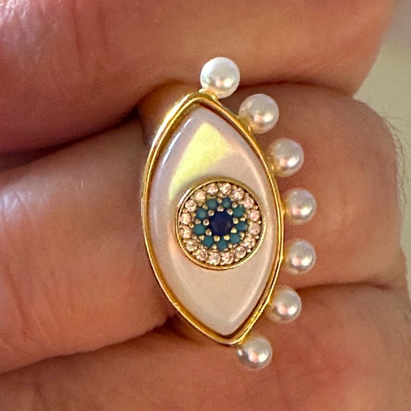 Kate spade gold Evil eye Ring size 8 - Picture 3 of 10